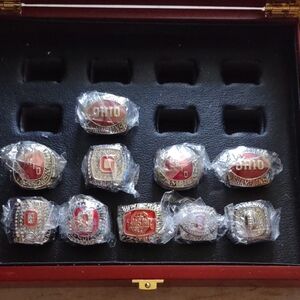 Ohio State University Championship Ring Collection - Red and Silver